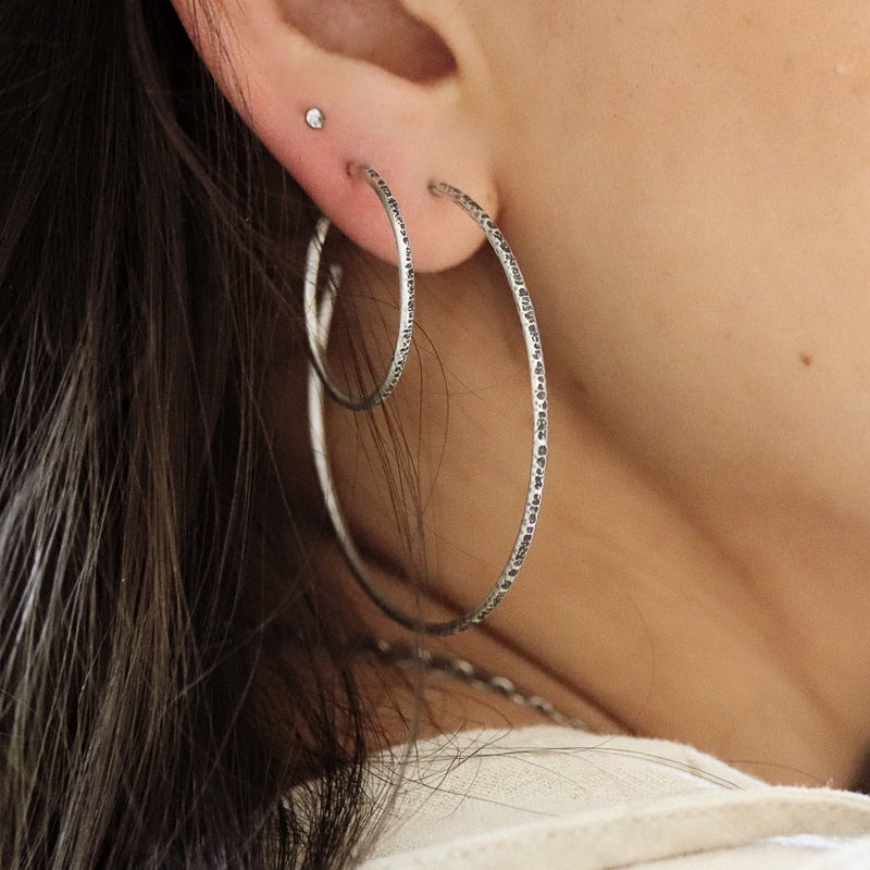 Silver Birch Hoop Earrings